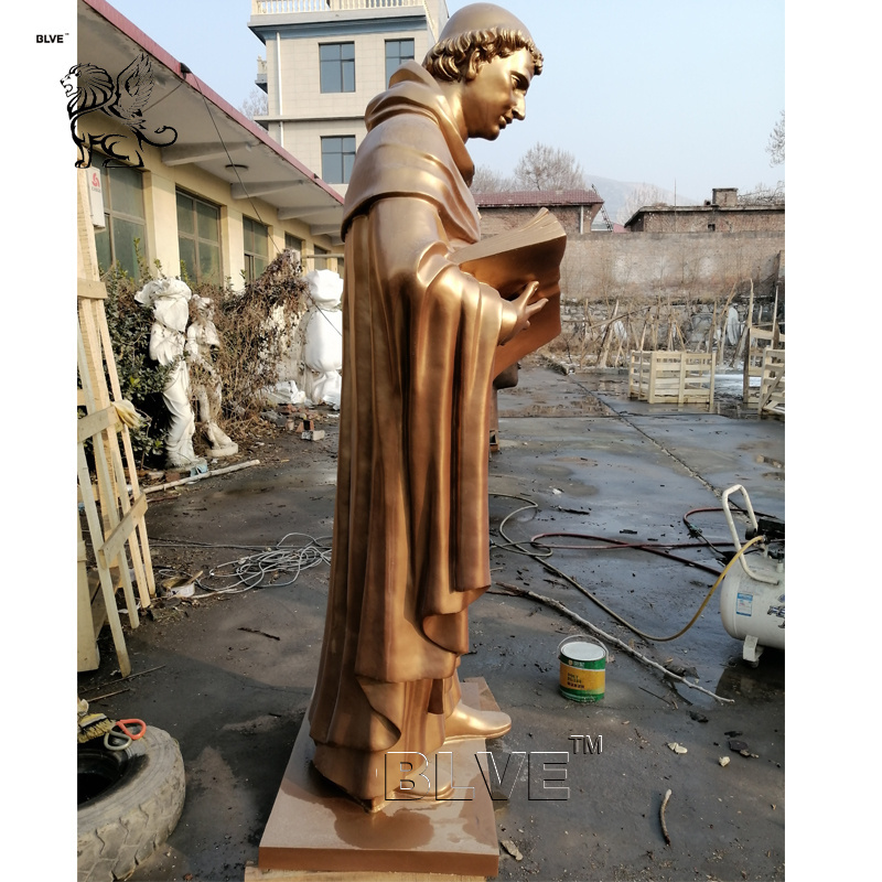 Life Size Outdoor Catholic Religious Metal Sculptures Casting Bronze Saint St. Lawrence Statue With Bible