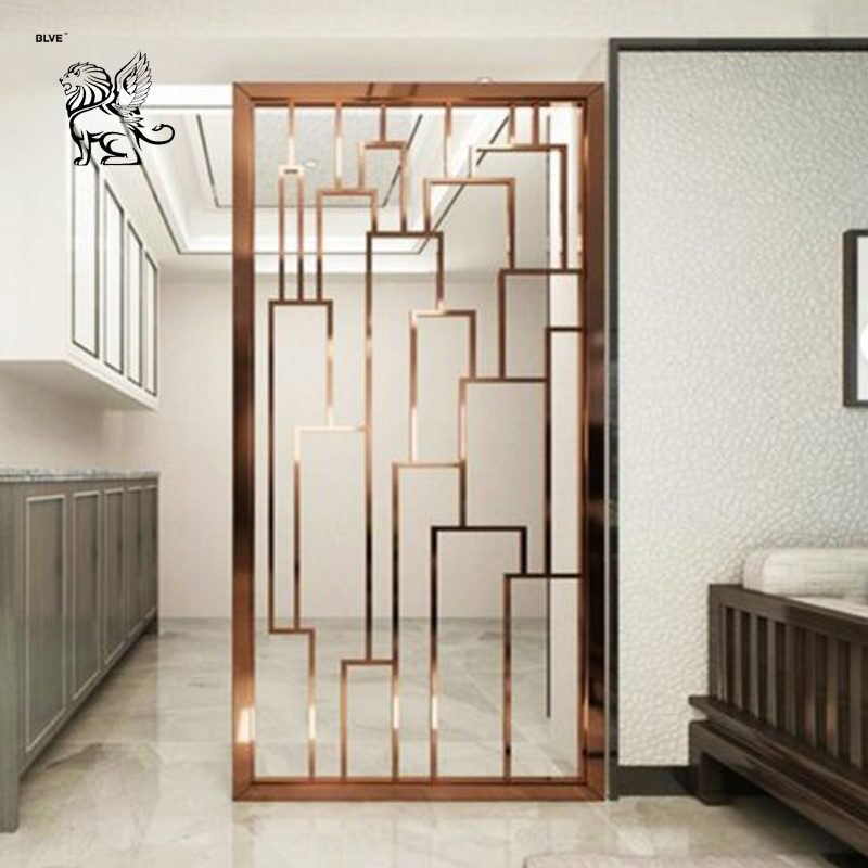 BLVE Luxury Design Indoor Laser Cut Panel Rose Gold Stainless Steel Screen And Room Divider