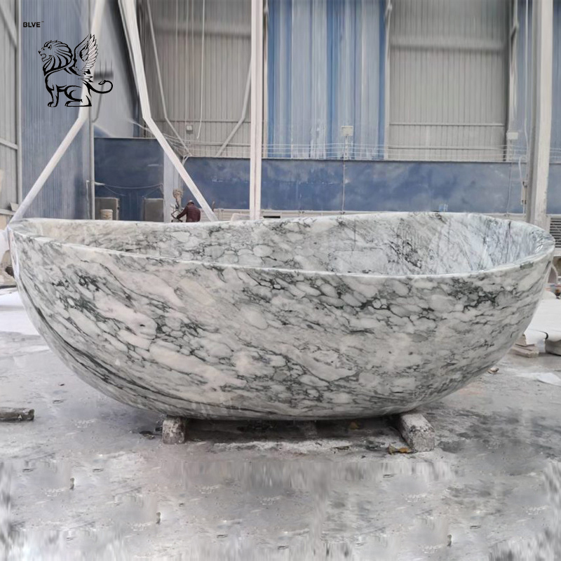 Home Use Freestanding Black Carrara Marble Bathroom Bath Tub Natural Stone Bathtub For Sale