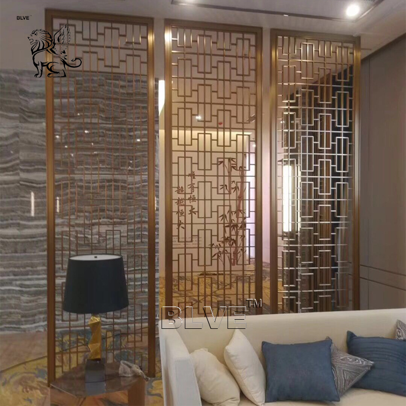 BLVE Stainless Steel Divider Laser Cut Privacy Screen Panels Indoor Decorative Room Divider Screen