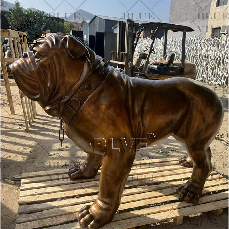 BLVE Modern Art Garden Decoration Large Size Animal Metal Sculpture Bronze French Bulldog Statues