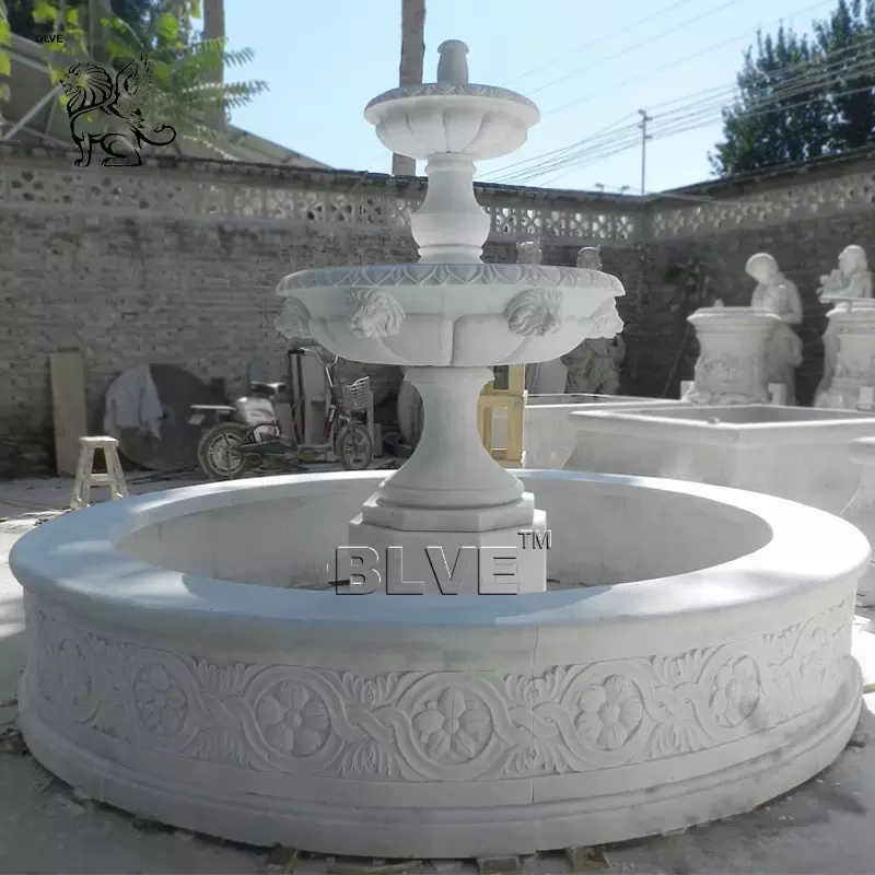 BLVE Outdoor Garden Decoration Modern Art Hand Carved Large White Marble Lady Water Fountain Natural Stone Fountain