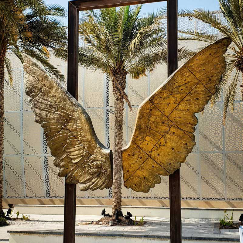 BLVE Outdoor Decoration Display Large Modern Art Copper Garden Metal Statues Abstract Angel Wing Bronze Sculpture