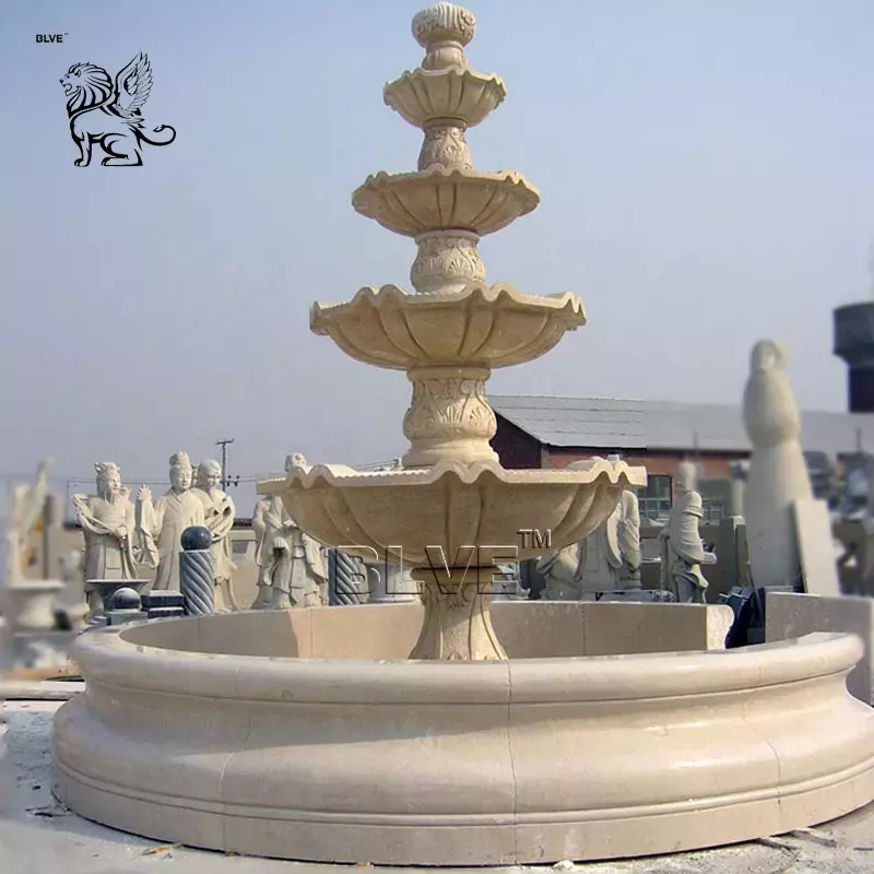 BLVE Outdoor Garden Decoration Modern Art Hand Carved Large White Marble Lady Water Fountain Natural Stone Fountain