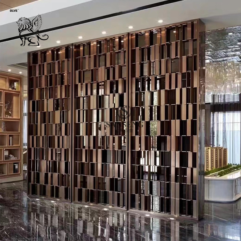 BLVE Luxury Design Indoor Laser Cut Panel Rose Gold Stainless Steel Screen And Room Divider