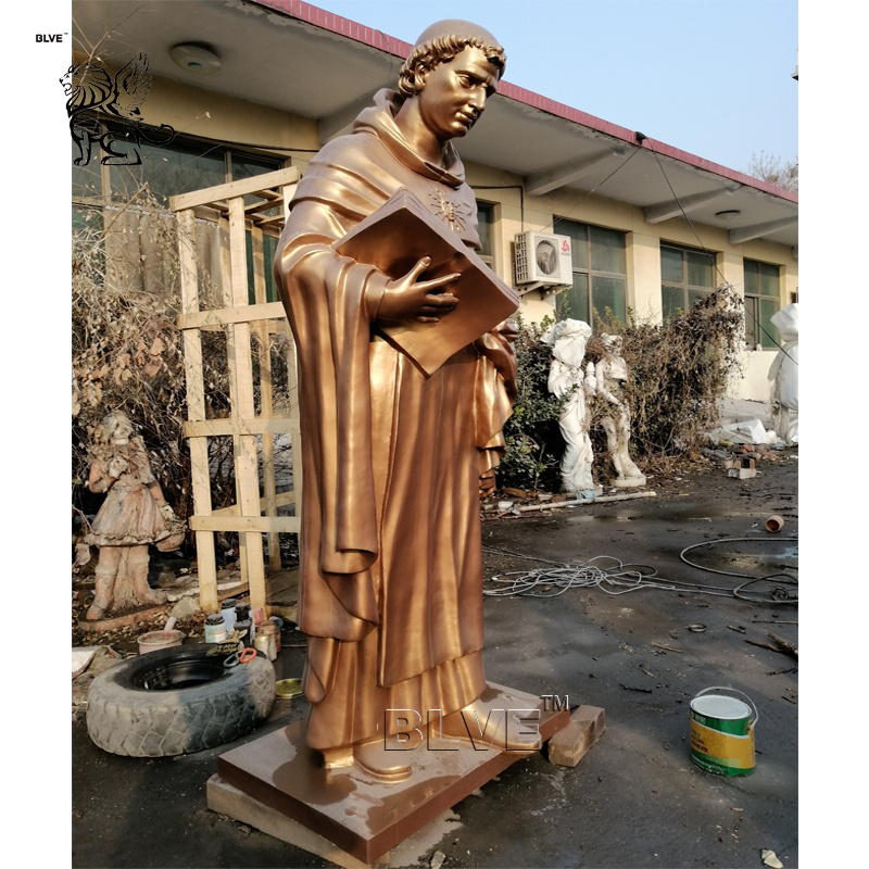 Life Size Outdoor Catholic Religious Metal Sculptures Casting Bronze Saint St. Lawrence Statue With Bible