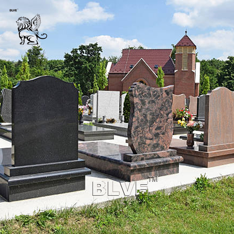 BLVE Modern Design Headstone Black Granite Grave Stone Cemetery Tombstones Monuments Gravestone