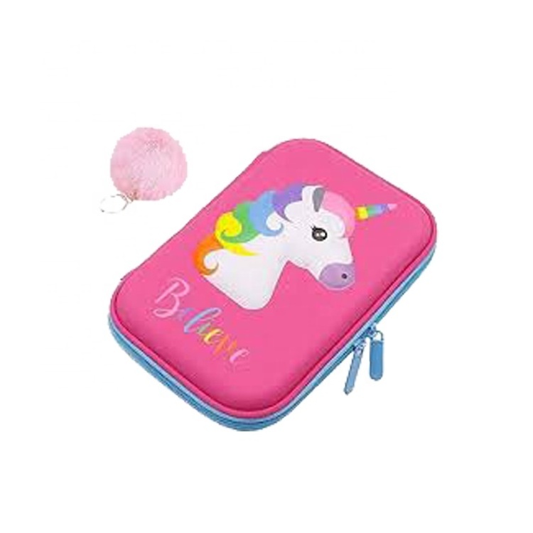 2023 Customized EVA Pencil Bag Cute Embossed Unicorn Pencil Case with Compartments