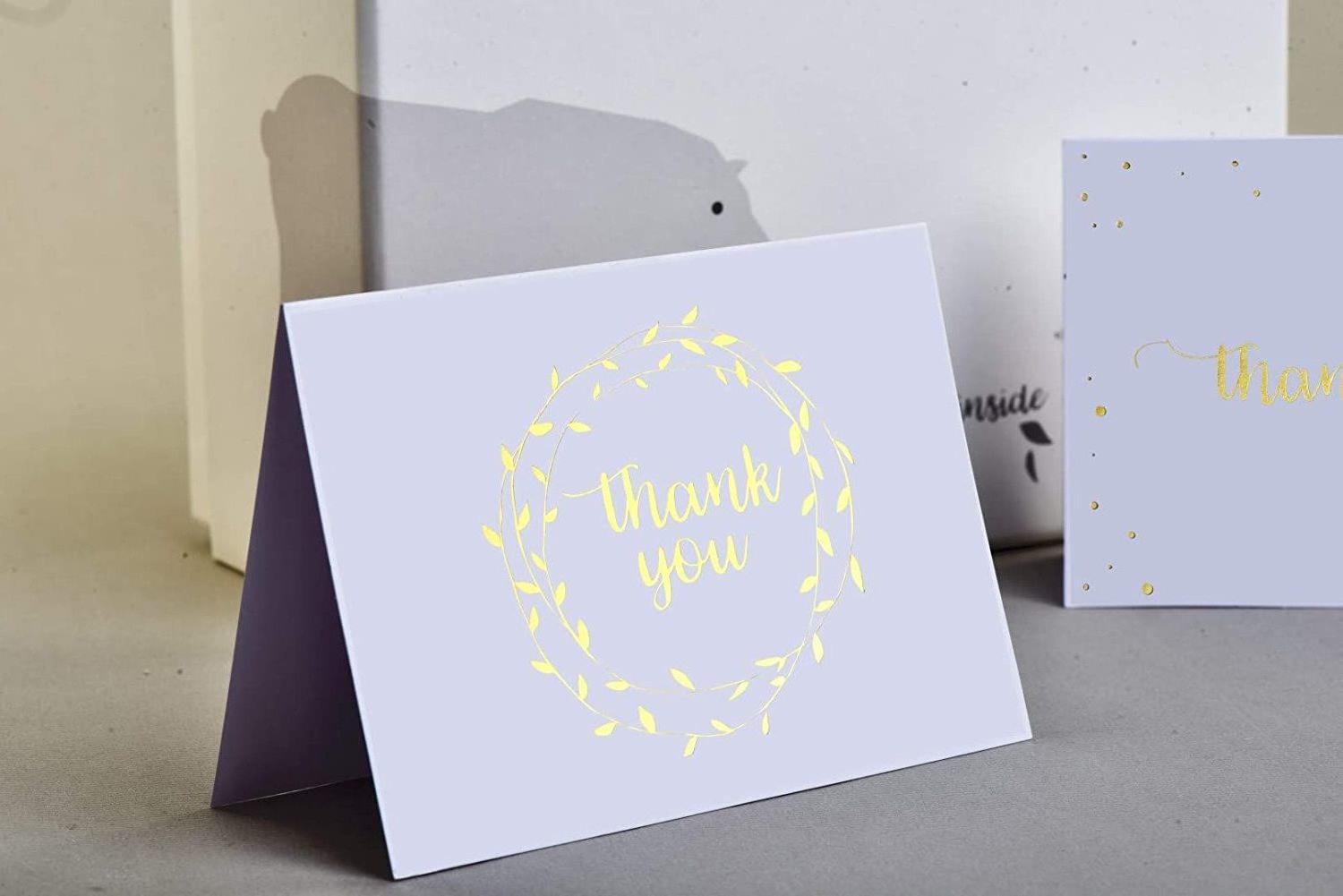 Thank You Cards 2 Designs of Blank Thank You Notes and Self-Seal Envelopes Stationary Set to Give Thanks for Wedding, Bridal