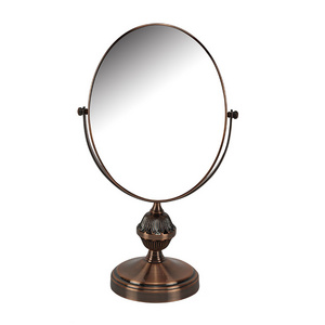 BX bronze plating metal oval makeup mirror table mirror double side magnification mirror