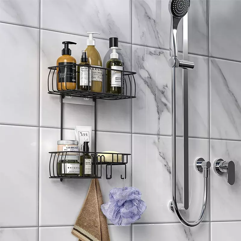 BX 2 tier stainless steel bathroom shower shelf hanging storage rack over the door shower caddy with hooks