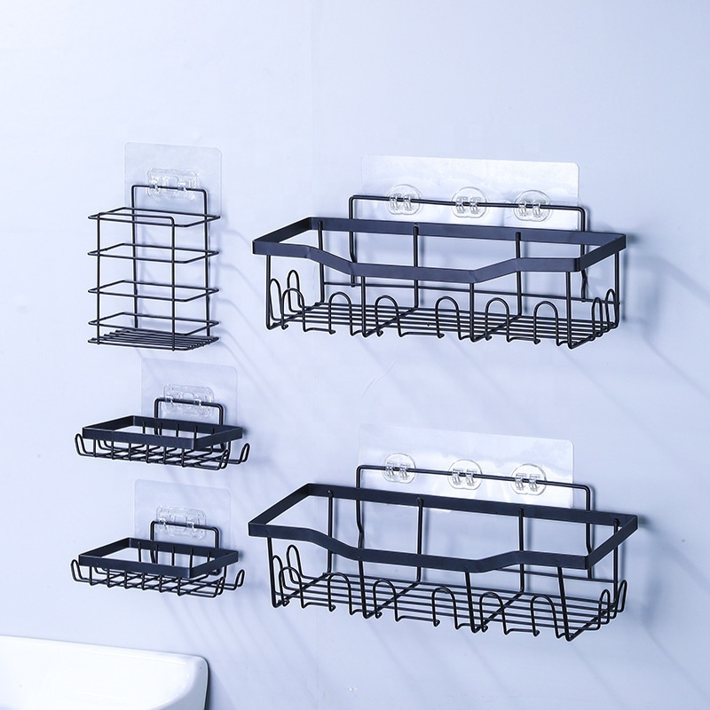 BX No Drilling Wall-mounted Steel Wire Bathroom Shelving organizer storage racks shower caddy