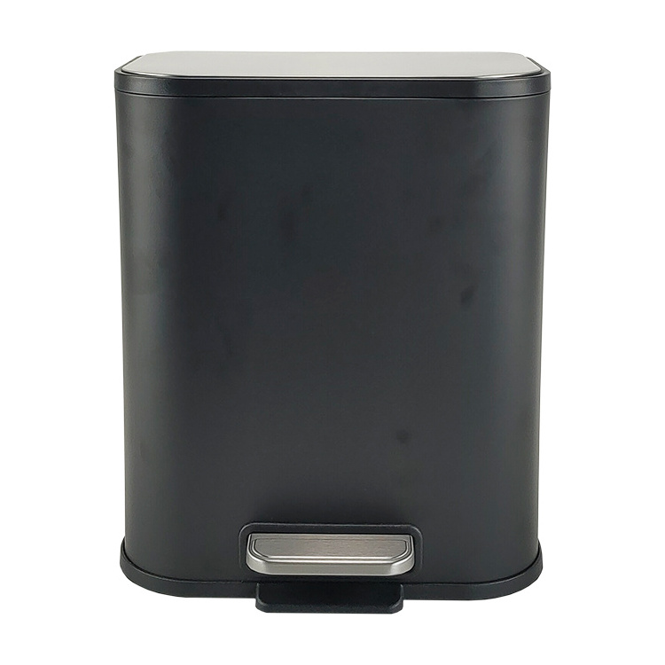 BX metal black rectangular trash bin for kitchen food waste bin garbage can