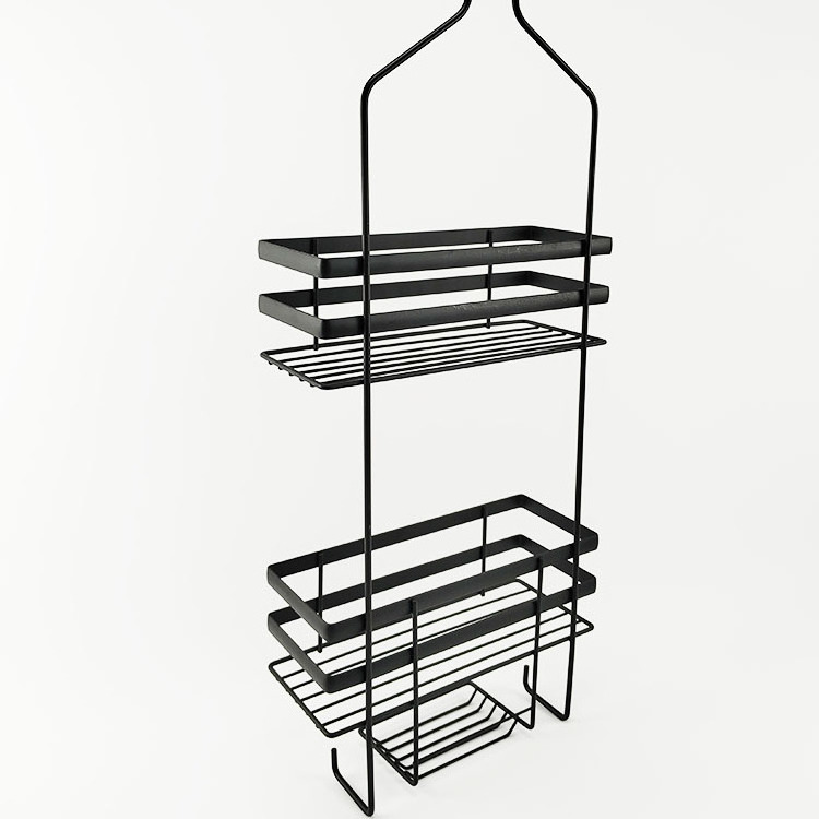 BX hanging shower caddy  black rustproof bathroom shelf with soap holder