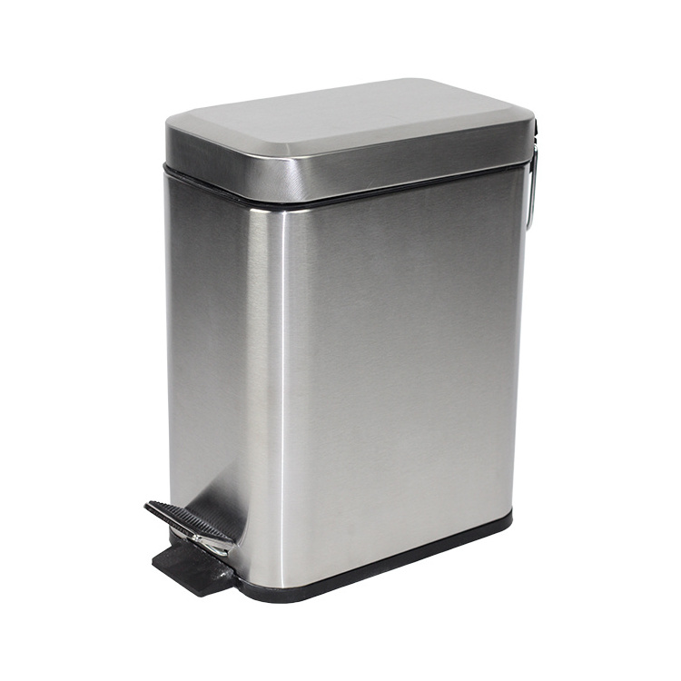 BX customize color 5L rectangular dustbin stainless steel pedal bin trash can waste bin dust bin for indoor