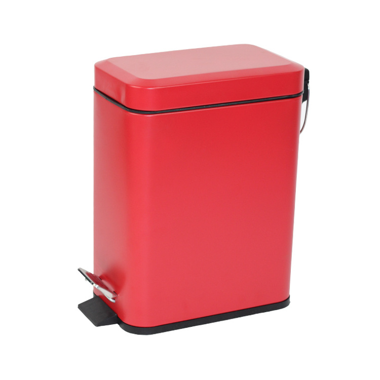 BX customize color 5L rectangular dustbin stainless steel pedal bin trash can waste bin dust bin for indoor