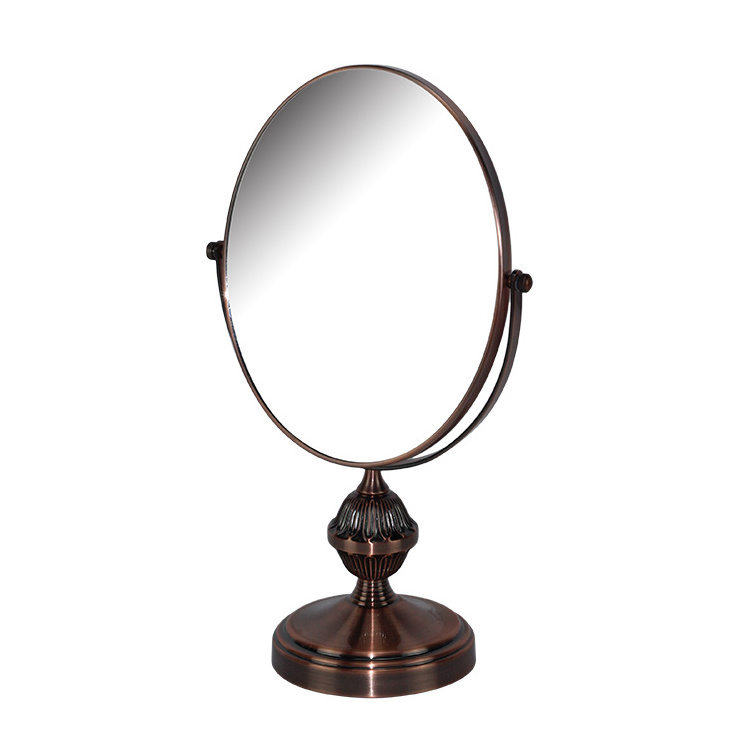 BX bronze plating metal oval makeup mirror table mirror double side magnification mirror