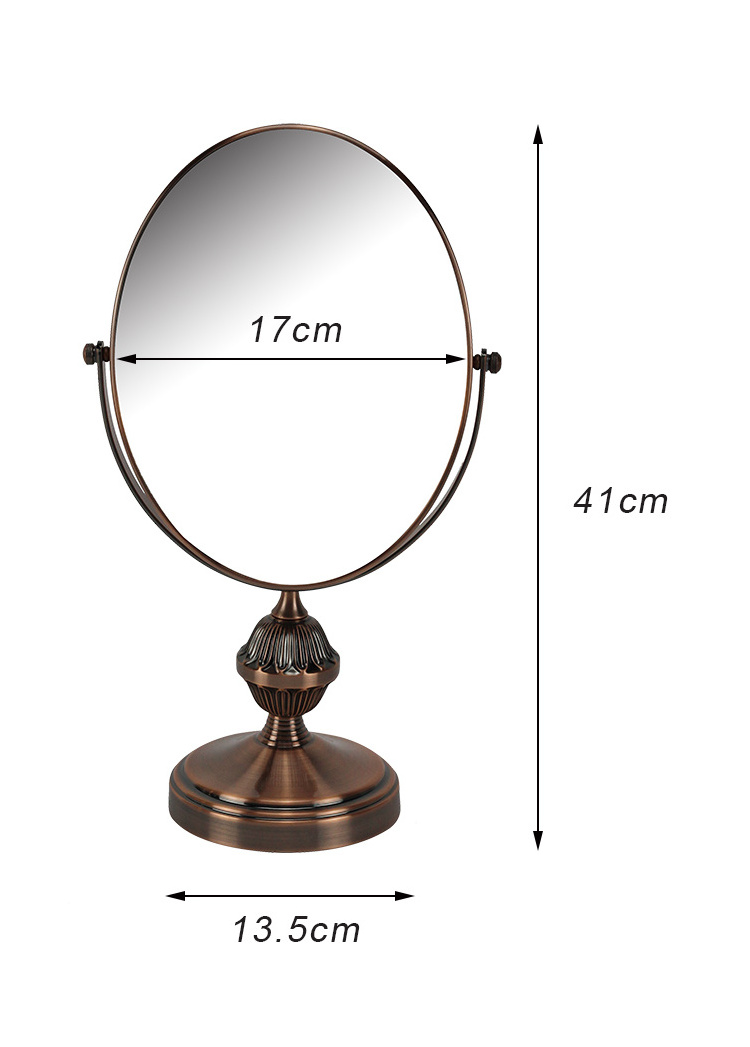 BX bronze plating metal oval makeup mirror table mirror double side magnification mirror