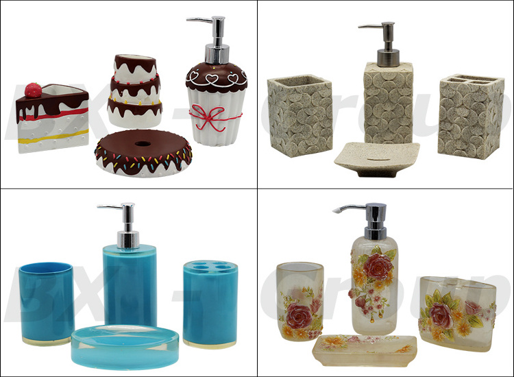 BX Group Eco-friendly handmade 4 pcs polyresin bathroom accessories set for kids