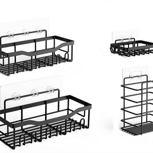 BX rectangular bathroom shelf 2 shower caddy shelf 1 soap dish rack with hooks for bathroom