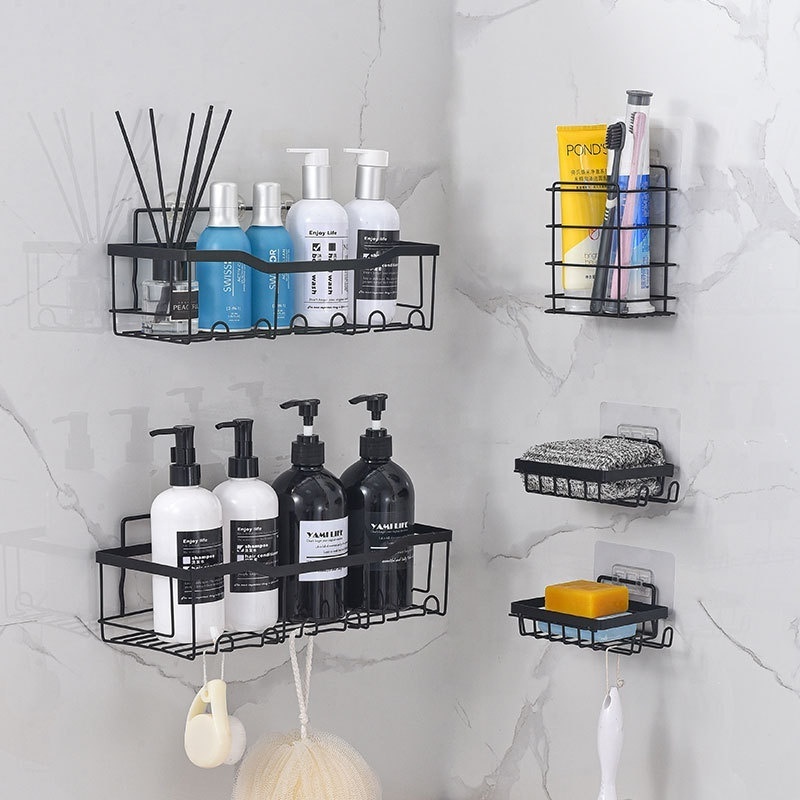 BX No Drilling Wall-mounted Steel Wire Bathroom Shelving organizer storage racks shower caddy