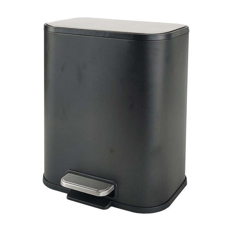 BX metal black rectangular trash bin for kitchen food waste bin garbage can