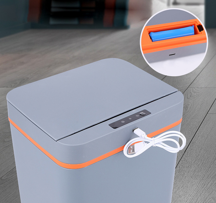 BX Factory wholesale 15L smart sensor trash can touchless intelligent sensor waste bin with battery USB