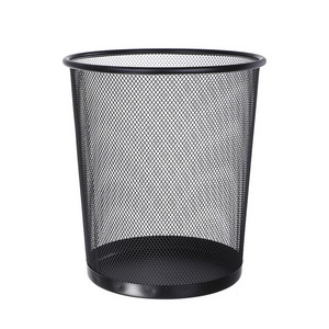 BX Office Cheap Paper Basket Black Metal Mesh Trash Can Paper Waste Bin Easy to Clean Design Home Office