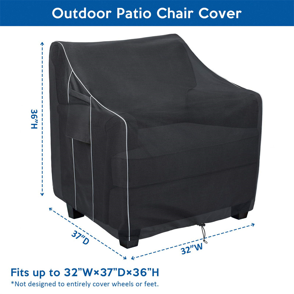 Black Waterproof Outdoor Furniture Cover Heavy Duty 600D Oxford Outdoor Patio Chair Cover