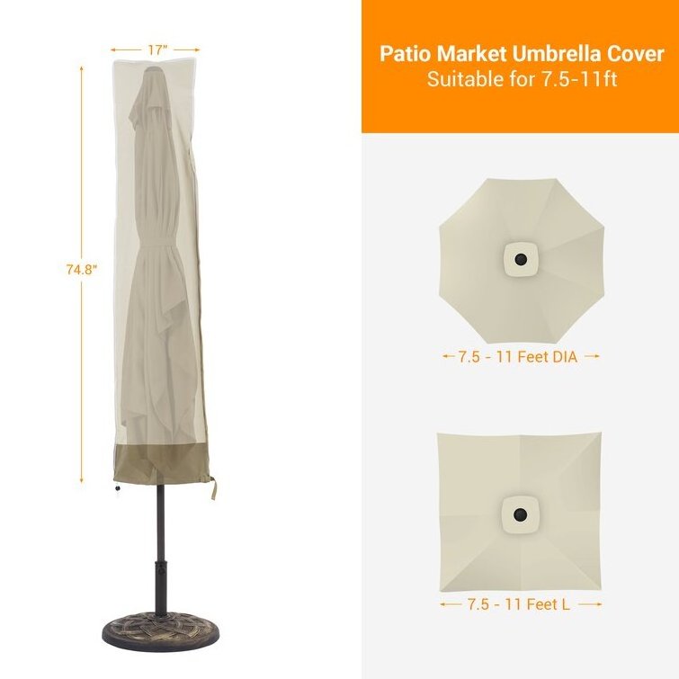 Parasol Cover Outdoor Patio Umbrella Cover 300D Polyester Pvc Coated Outdoor Garden Umbrellas Parasol Cover With Zipper