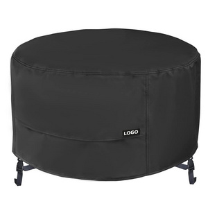 Black Round Waterproof Outdoor Patio Firepit Cover 32 x 18 Inch Fire Pit Cover For Small Fireplace Fire Bowl