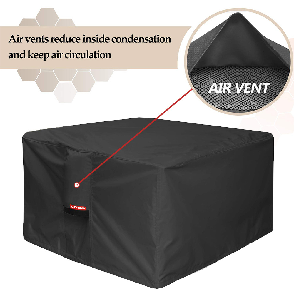 40 x 40 inch Black Fire Pit Cover Heavy Duty Waterproof 600D Square Patio Fire Pit Table Cover