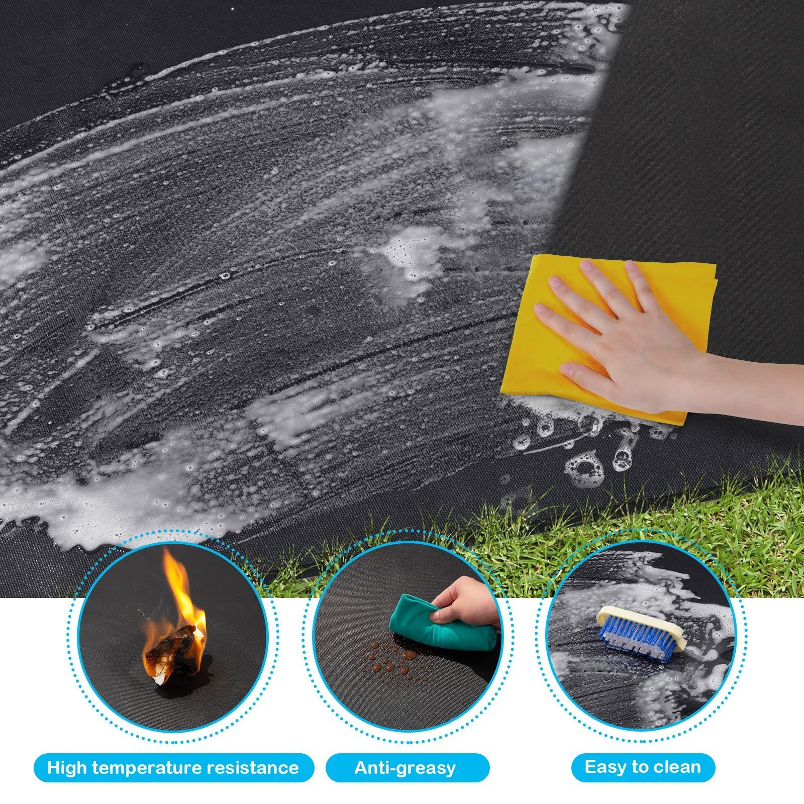 Fiber Glass Silicone Coating Fireproof Fire Pit Mat Premium Deck And Patio Grill Mat Bbq Under Grill Mat