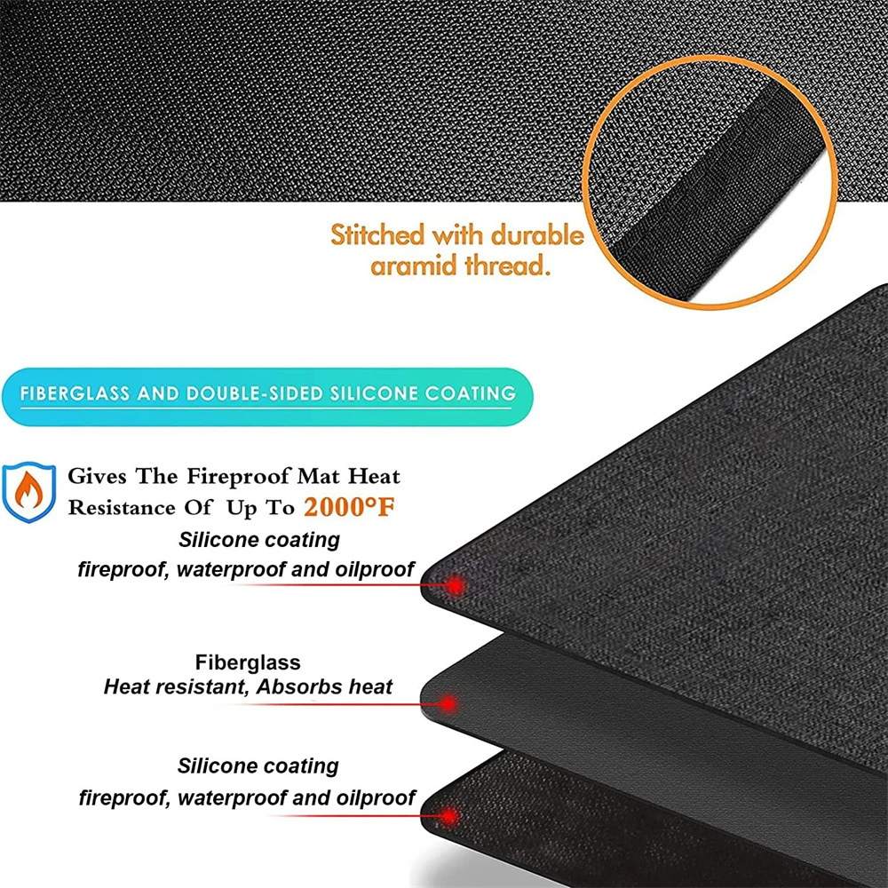 Oil-Proof Waterproof Grill Protector Indoor Fireplace Mat Fire Pit Mat Large 65 x 48 inches Outdoor Under Grill Mat