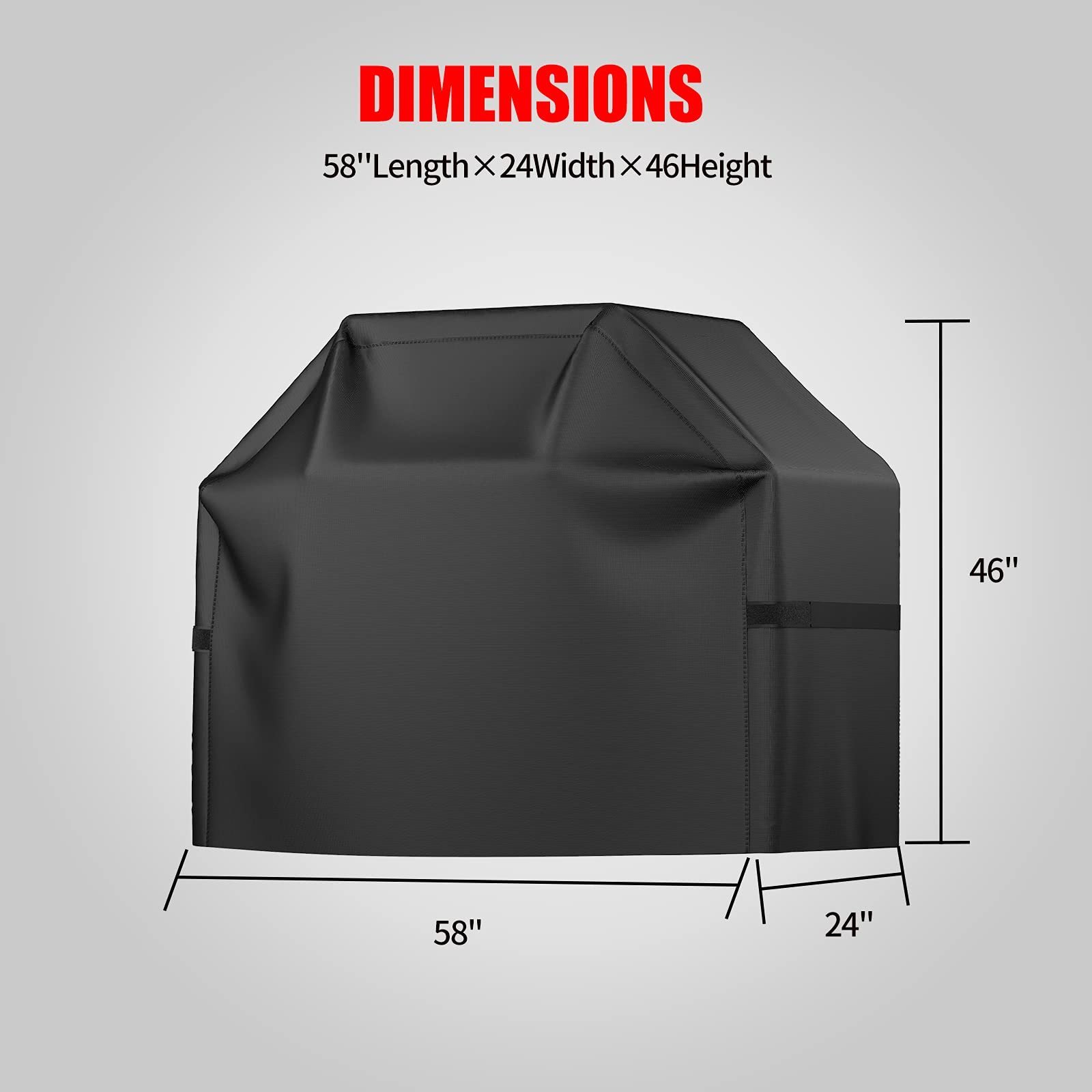 Black Rip-Proof Anti-UV Fade Resistant 58 Inch Waterproof BBQ Gas Grill Cover For Weber