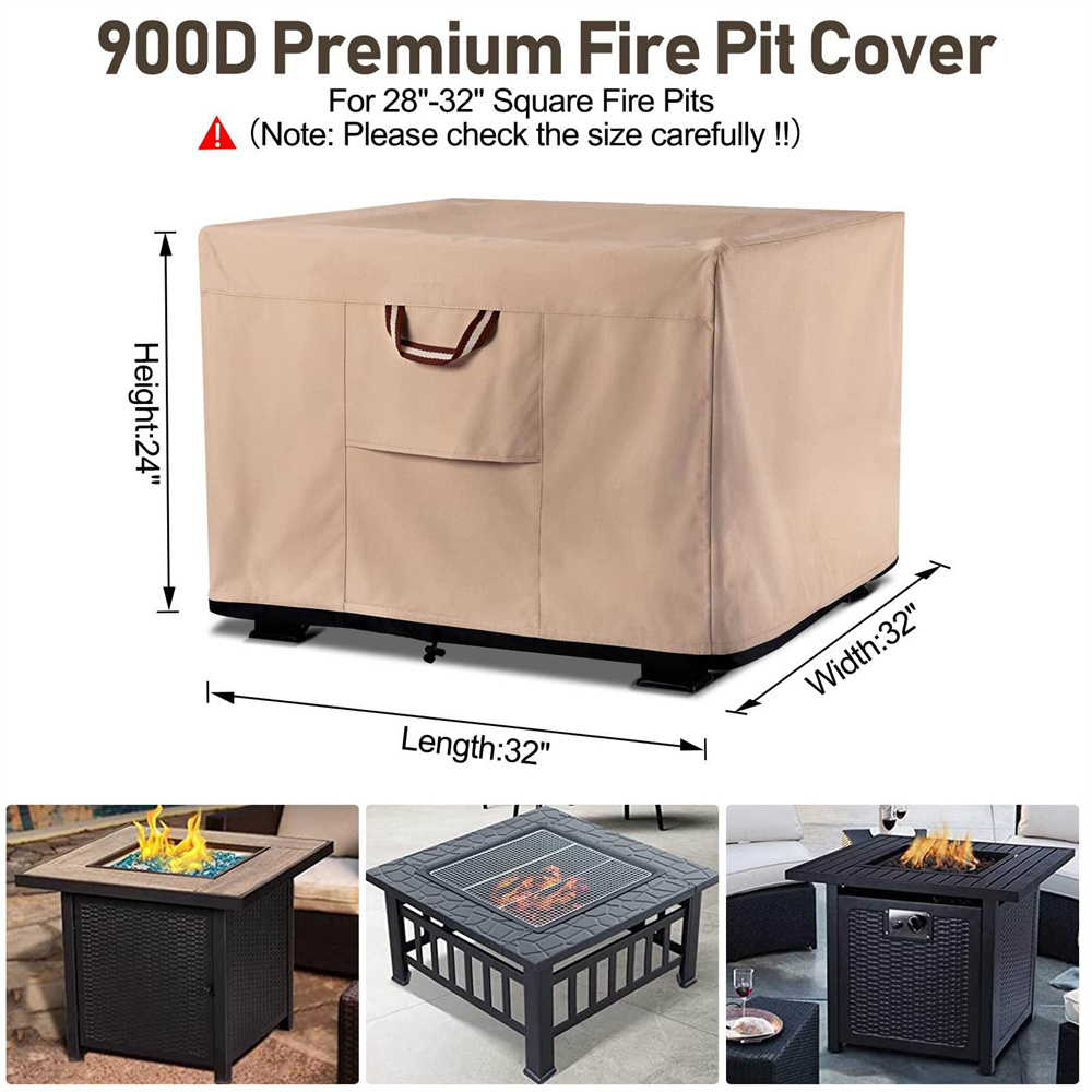 28-32 Inch  Fire Pit Cover Heavy Duty 900D Polyester Strong Tear-Resistant UV Resistant Waterproof Resistant Firepit Covers