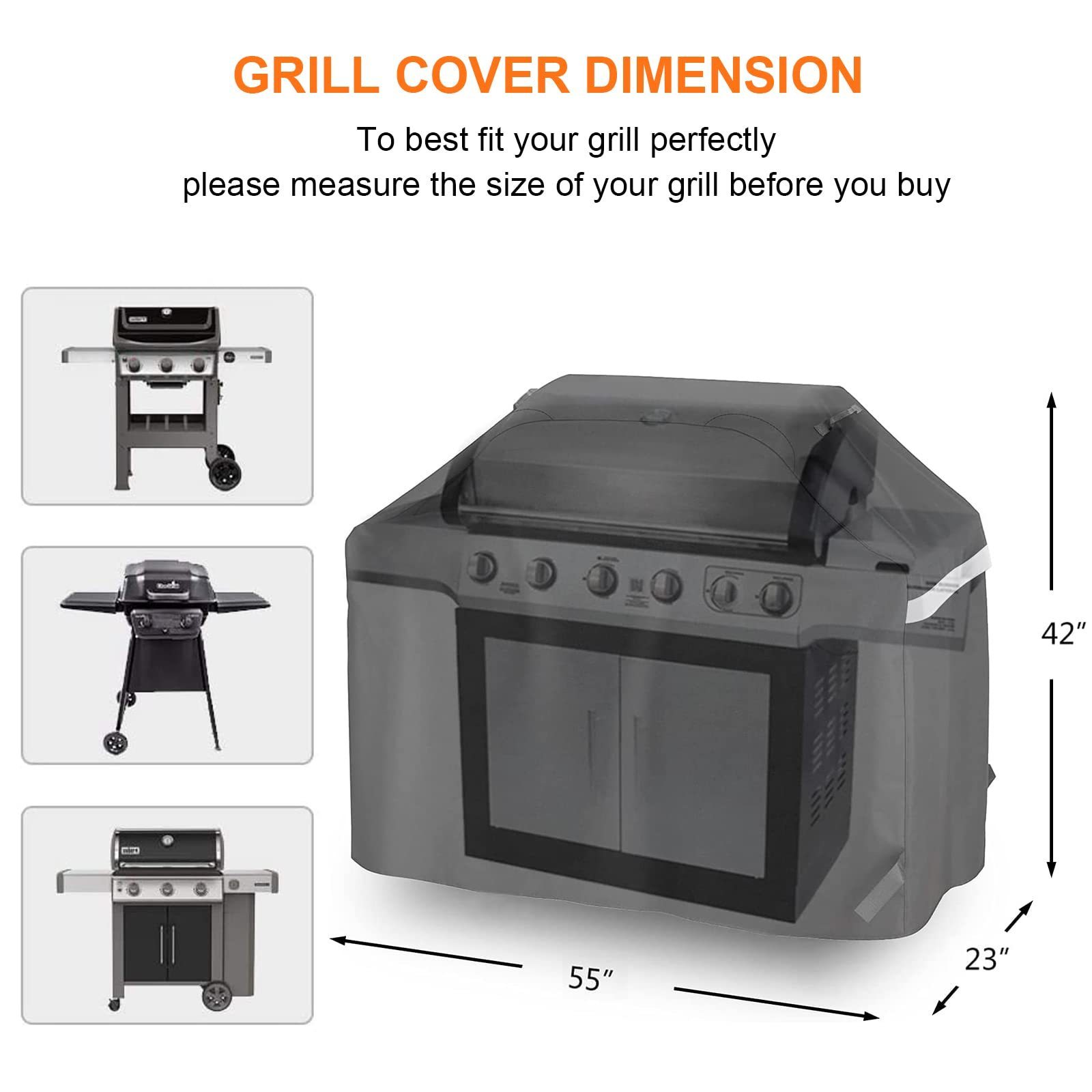 Utheer 55 Inch Waterproof Bbq Cover Grill Cover Anti Dust Patio Outdoor Bbq Grill Burner Cover For Weber Char-broil Nexgrill