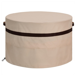 36 Inch Heavy Duty Waterproof Patio Gas Fire Pit Table Covers Dustproof Beige Round Fire Pit Cover With Air Vent