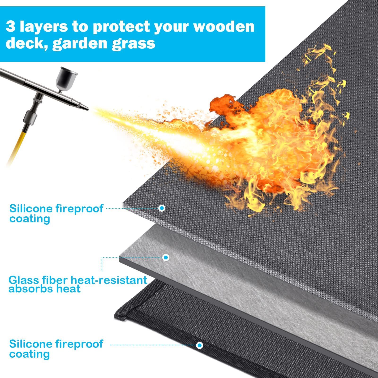 Fiber Glass Silicone Coating Fireproof Fire Pit Mat Premium Deck And Patio Grill Mat Bbq Under Grill Mat