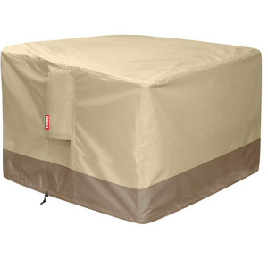 Heavy Duty Beige 600D PVC Coating Fire Pit Table Cover 32 inch Patio Outdoor Waterproof Gas Fire Pit Cover Square