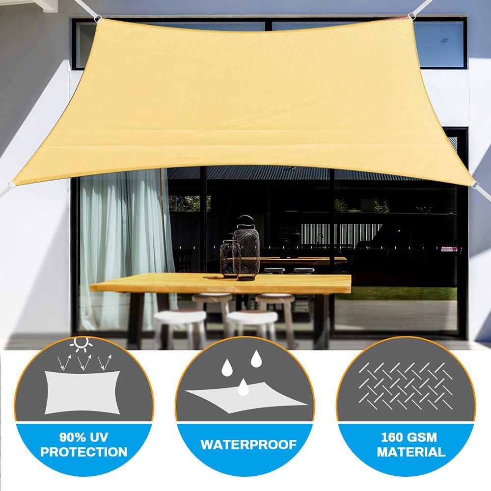 5x5m Waterproof Courtyard Uv Sun Sail Shade Backyard Outdoor Canopy Garden Patio Pool Shade Sail