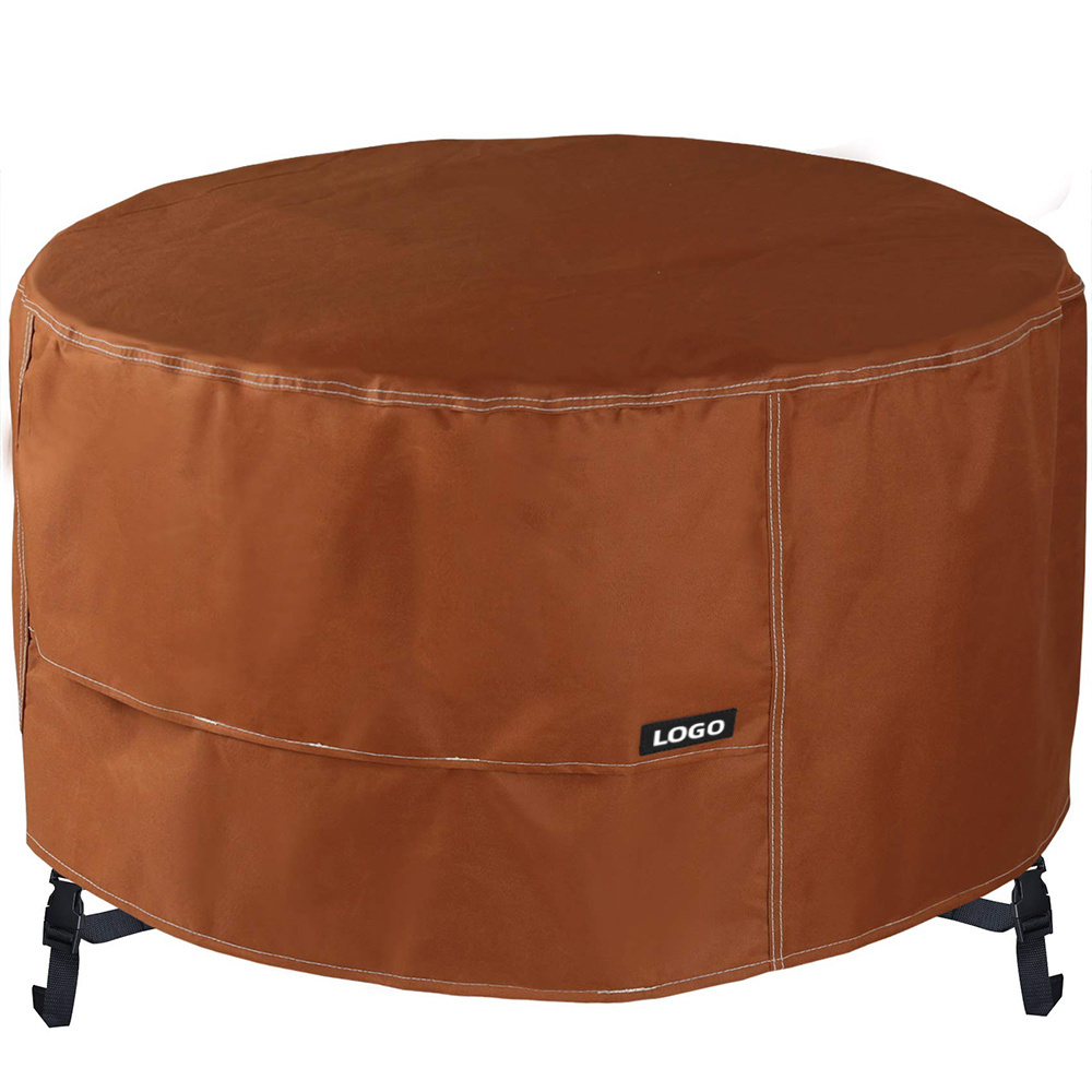 36 inch Brown Outdoor Fire Table Cover Waterproof Fire Bowl Cover Heavy Duty Round Patio Fire pit Cover