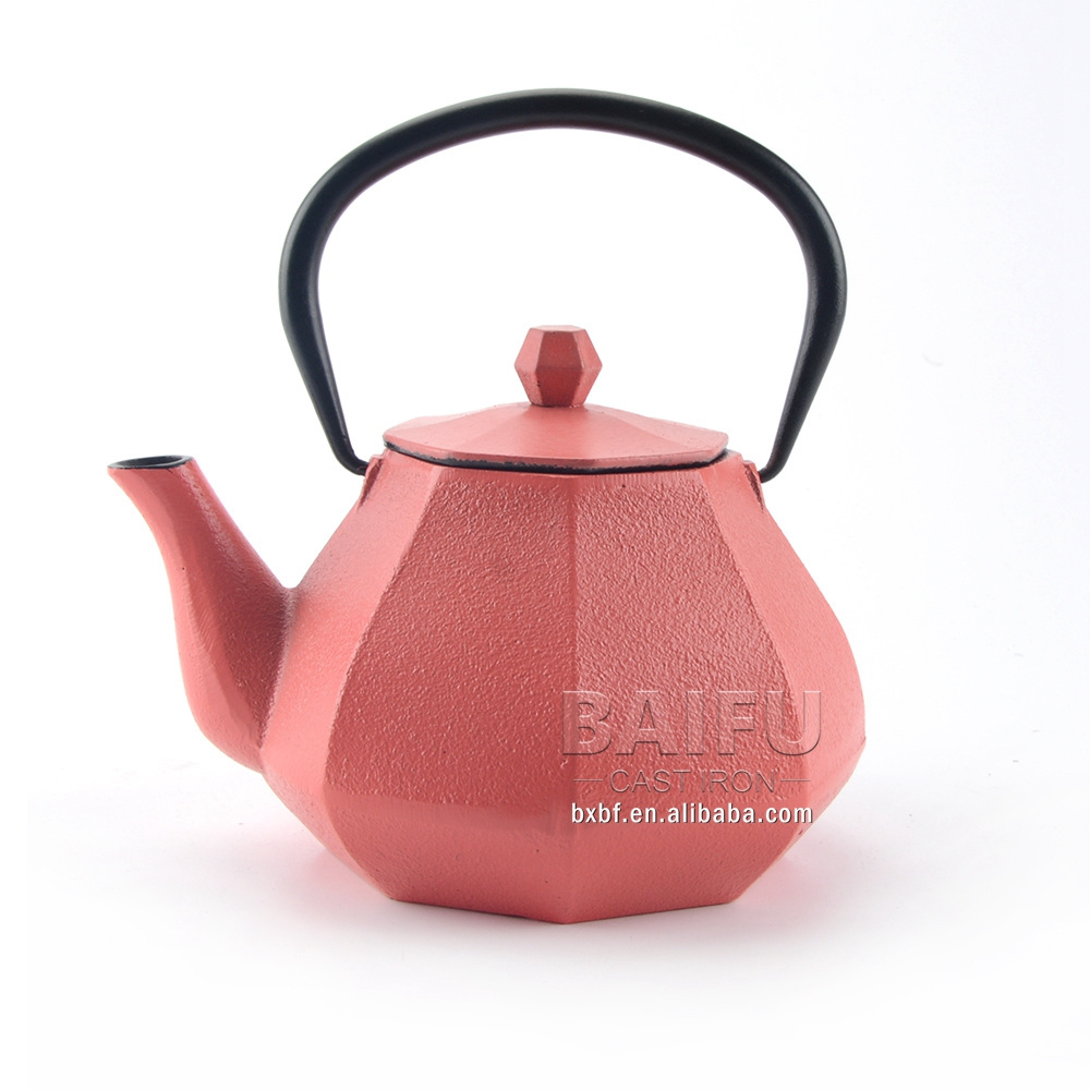 Diamond Teapot Cast Iron Japanese Tetsubin tea kettle Stainless Steel Infuser for Loose Leaf Tea Enameled Interior tea pot