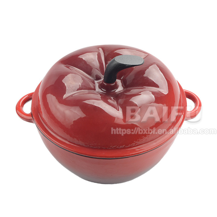 New Coming Cast Iron Enameled Tomato Dutch Oven Pumpkin Casserole Cooking Pot