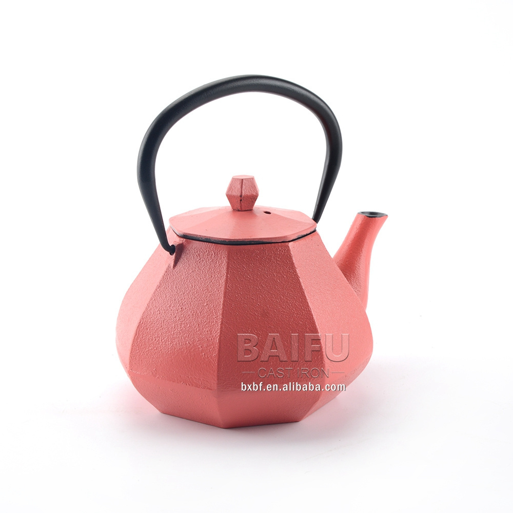 Diamond Teapot Cast Iron Japanese Tetsubin tea kettle Stainless Steel Infuser for Loose Leaf Tea Enameled Interior tea pot