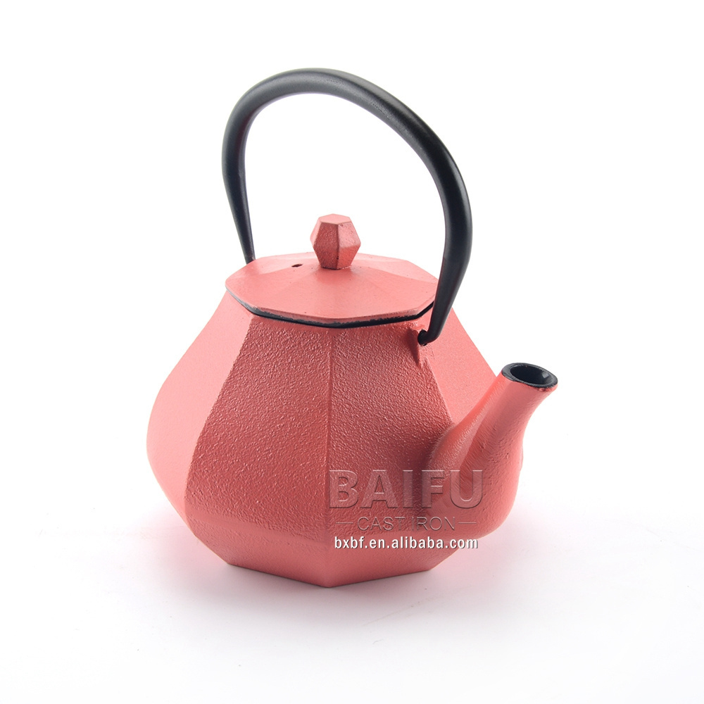 Diamond Teapot Cast Iron Japanese Tetsubin tea kettle Stainless Steel Infuser for Loose Leaf Tea Enameled Interior tea pot