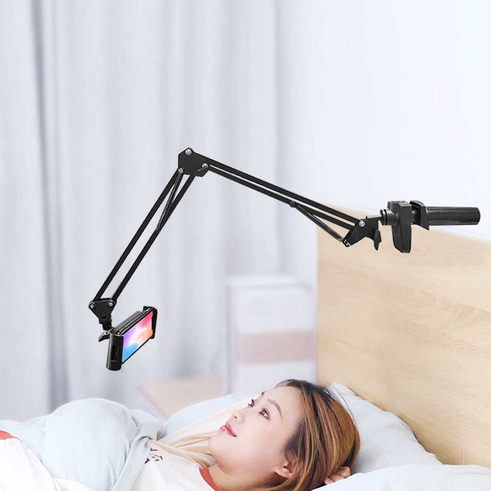 360 Rotating Desktop Bed Bracket Mobile Phone Stand Metal Clamp Support Long Arms Flexible Lazy Phone Holder