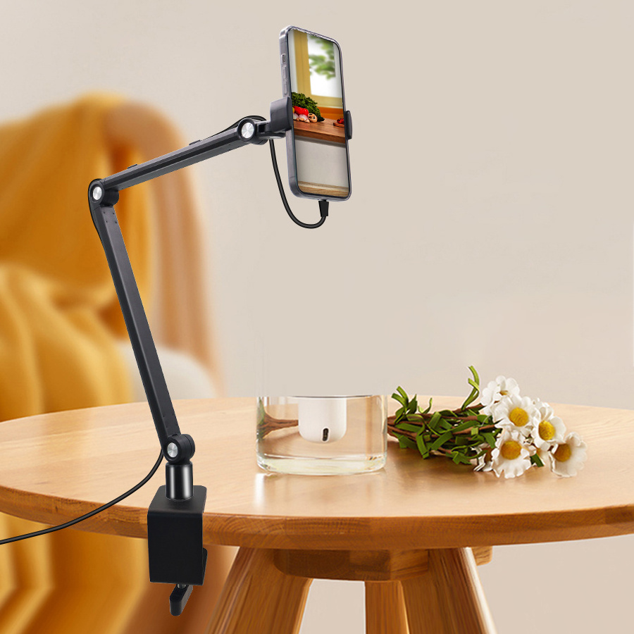 Equipped with Wire Retainer Gooseneck Tablet Holder Stand Lazy Phone Holder 360 Degrees Adjustable Long Arm Metal Carton Packing