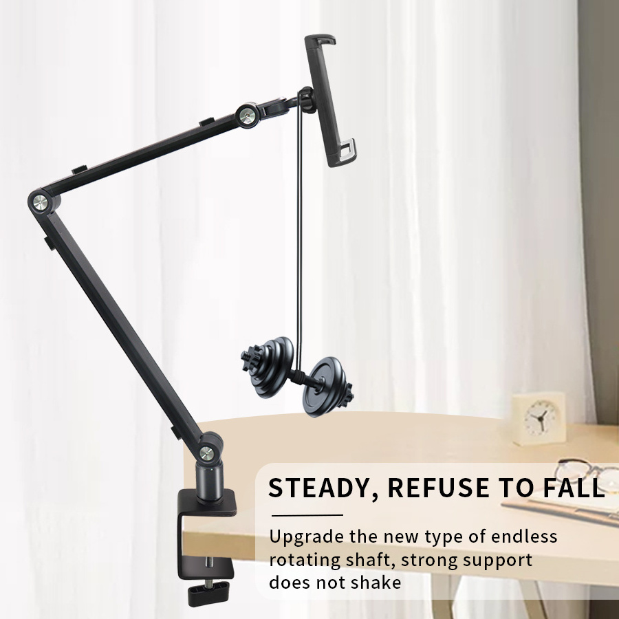 Equipped with Wire Retainer Gooseneck Tablet Holder Stand Lazy Phone Holder 360 Degrees Adjustable Long Arm Metal Carton Packing