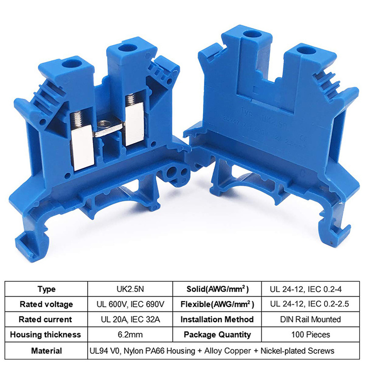 CNBX Factory Price UK waterproof din rail electric plastic screw clamp terminal block